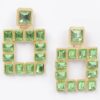 Multi-Color Rhinestone Square Earrings – Gold-Tone