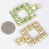 Multi-Color Rhinestone Square Earrings – Gold-Tone