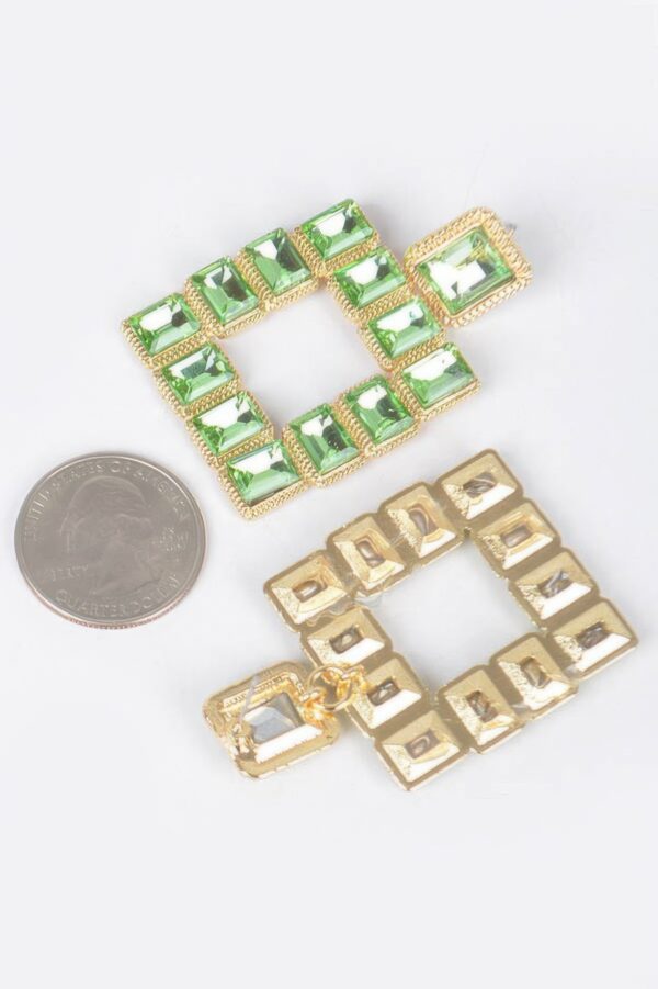 Multi-Color Rhinestone Square Earrings – Gold-Tone
