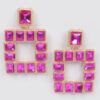 Multi-Color Rhinestone Square Earrings – Gold-Tone