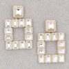 Multi-Color Rhinestone Square Earrings – Gold-Tone