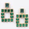 Multi-Color Rhinestone Square Earrings – Gold-Tone
