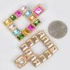Multi-Color Rhinestone Square Earrings – Gold-Tone