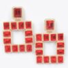 Multi-Color Rhinestone Square Earrings – Gold-Tone