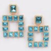 Multi-Color Rhinestone Square Earrings – Gold-Tone