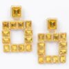 Multi-Color Rhinestone Square Earrings – Gold-Tone