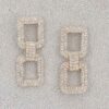 Rhinestone Earrings – Square-Cut Dual-Tone Gold & Silver
