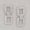Rhinestone Earrings – Square-Cut Dual-Tone Gold & Silver