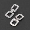Rhinestone Earrings – Square-Cut Dual-Tone Gold & Silver