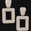 Rectangular Chain Drop Earrings – Polished Metal