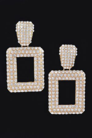 Rectangular Chain Drop Earrings – Polished Metal