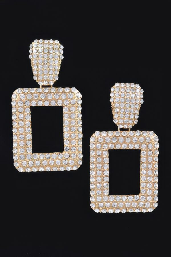 Rectangular Chain Drop Earrings – Polished Metal