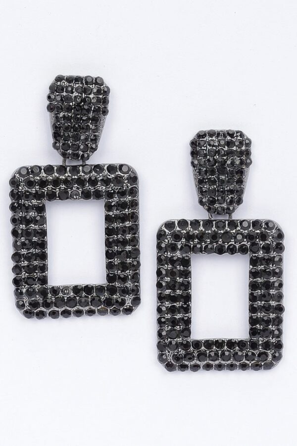 Rectangular Chain Drop Earrings – Polished Metal