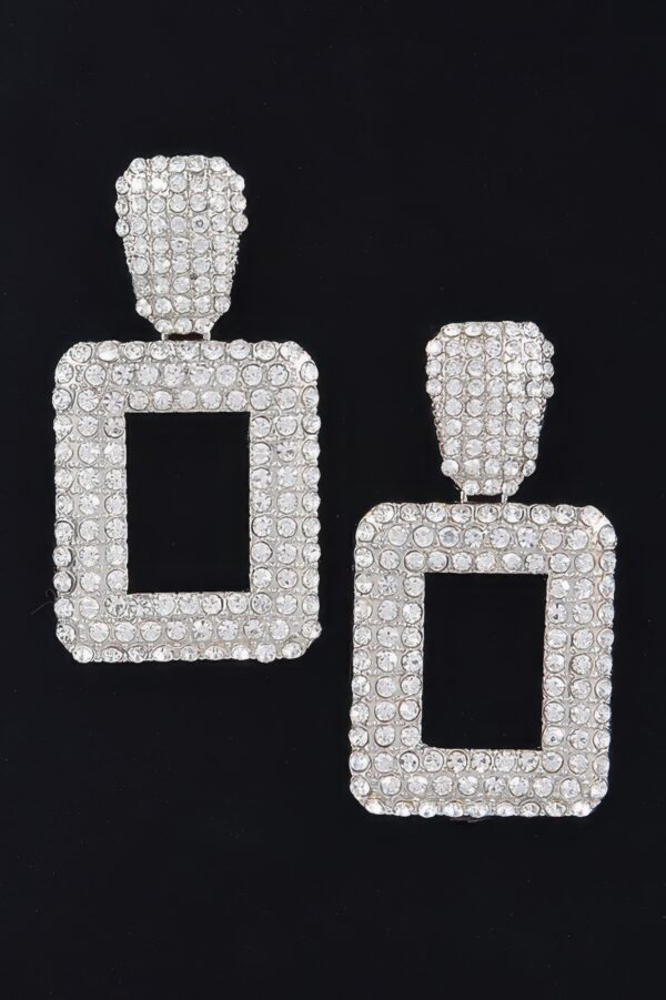Rectangular Chain Drop Earrings – Polished Metal