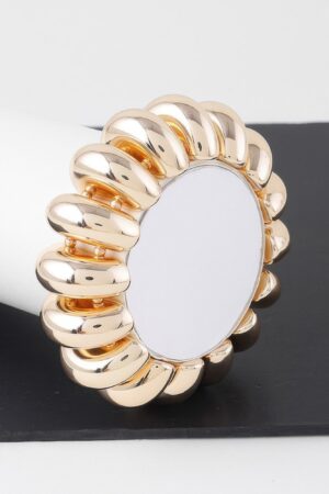 Shiny Multi-Hoop Beaded Bracelet – Layered Metallic Accent
