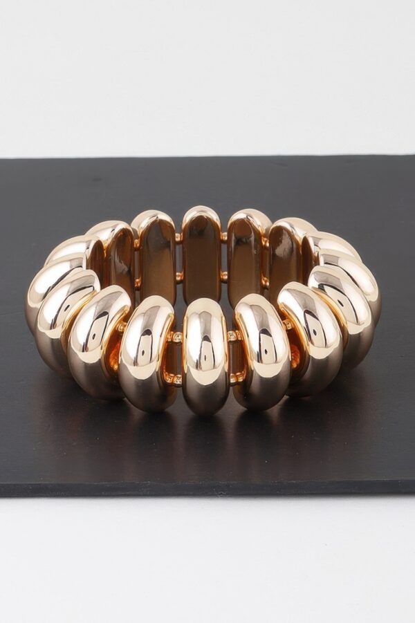 Shiny Multi-Hoop Beaded Bracelet – Layered Metallic Accent