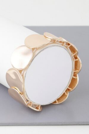 Flat Disc Plate Bracelet – Polished Gold Tone