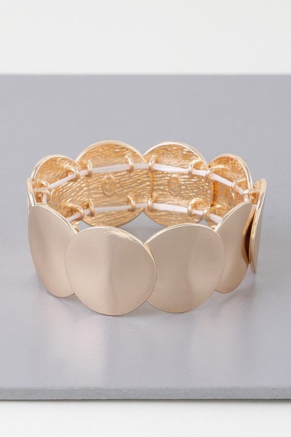 Flat Disc Plate Bracelet – Polished Gold Tone