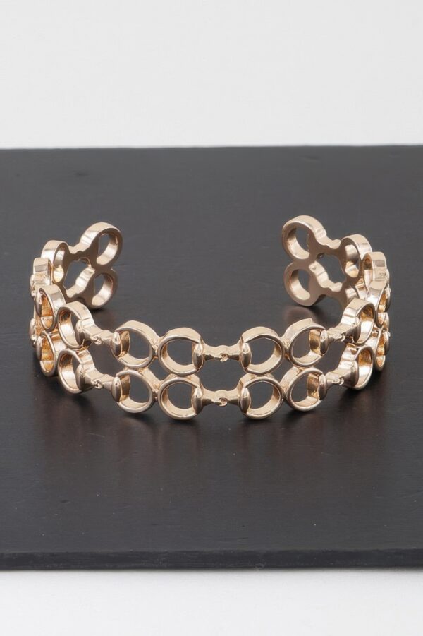 Welded Ring Chain Cuff Bracelet – Gold-Tone