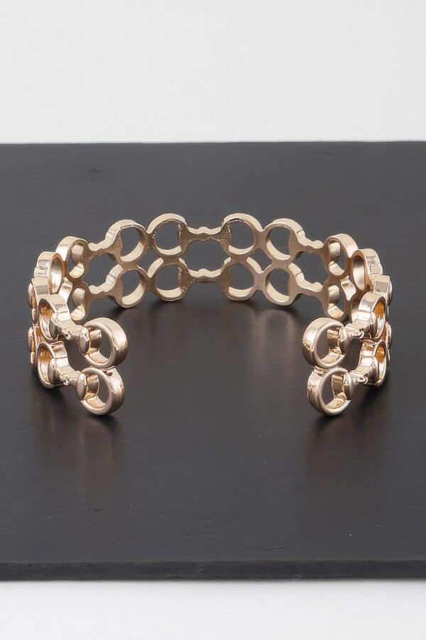 Welded Ring Chain Cuff Bracelet – Gold-Tone