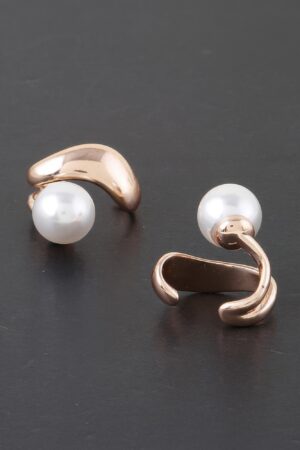 Double Pearl Brass Ear Cuff – Shiny No-Pierce Accent