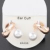 Double Pearl Brass Ear Cuff – Shiny No-Pierce Accent