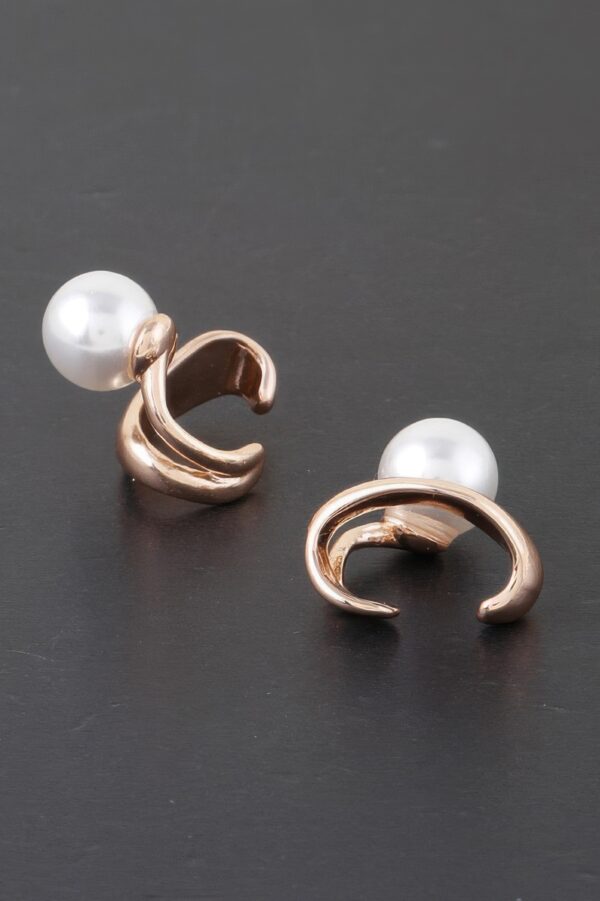 Double Pearl Brass Ear Cuff – Shiny No-Pierce Accent