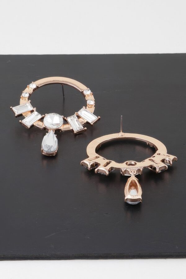 Crystal Rim Drop Earrings with Center Gem