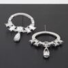 Crystal Rim Drop Earrings with Center Gem