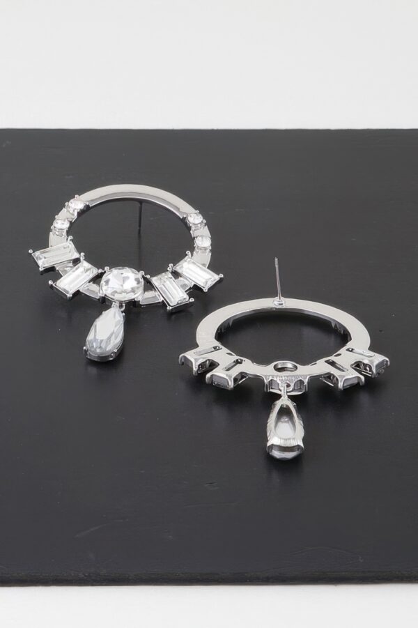 Crystal Rim Drop Earrings with Center Gem