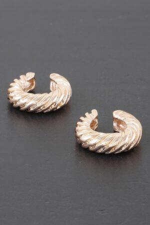 Twisted Rope Hoop Earrings – Polished Metal Tone