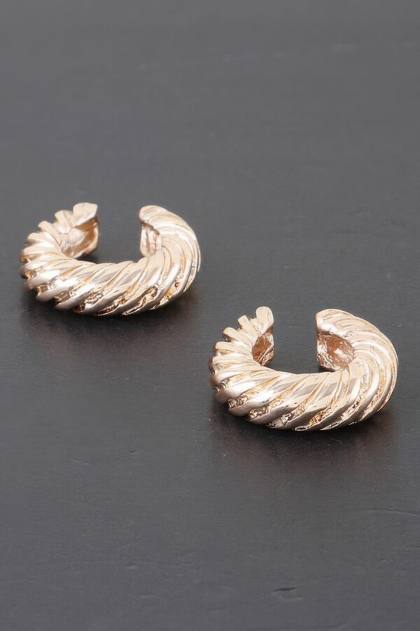 Twisted Rope Hoop Earrings – Polished Metal Tone