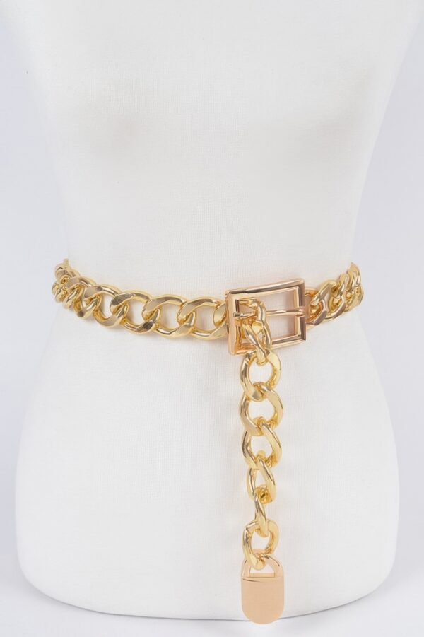 Chunky Chain Link Belt with Iron Links and Buckle