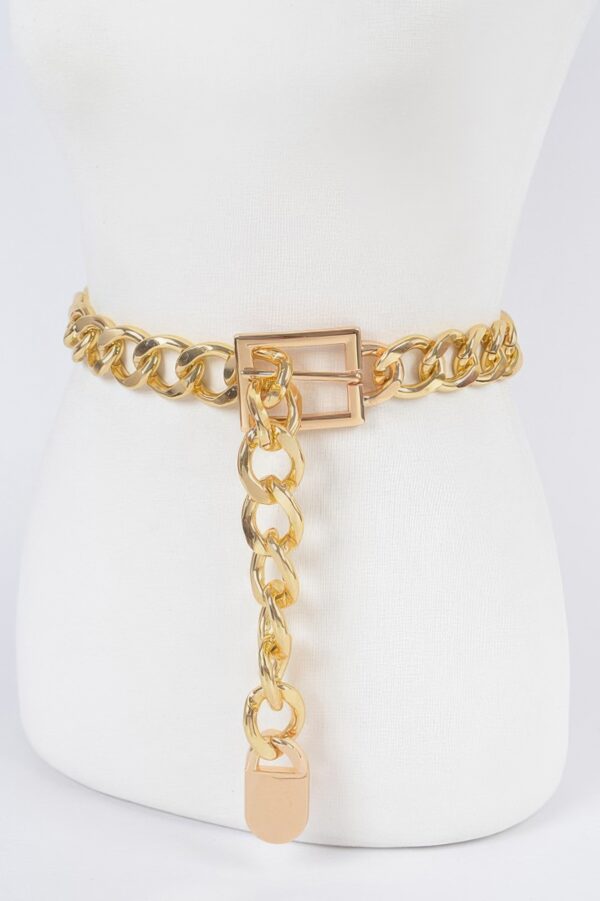 Chunky Chain Link Belt with Iron Links and Buckle