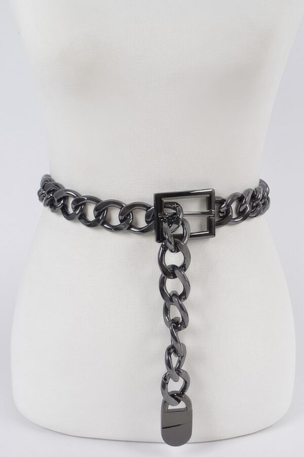 Chunky Chain Link Belt with Iron Links and Buckle