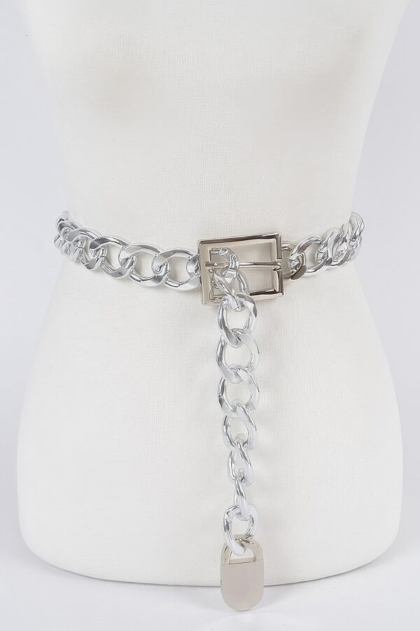 Chunky Chain Link Belt with Iron Links and Buckle
