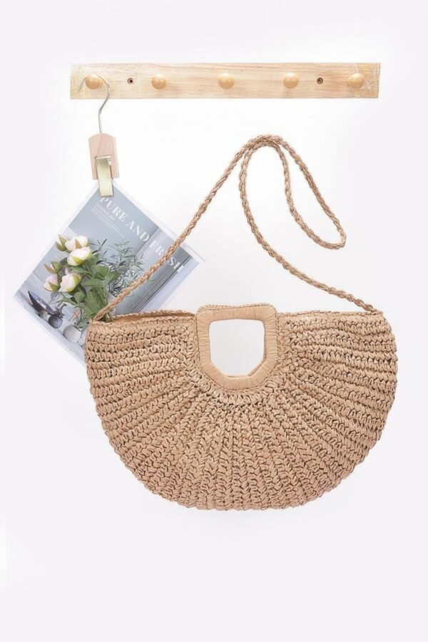Faux Straw Woven Tote with Handmade Handle