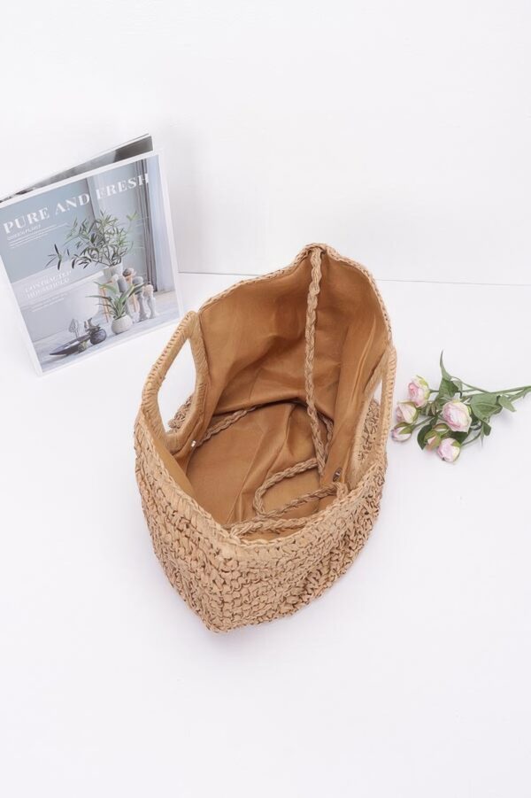 Faux Straw Woven Tote with Handmade Handle