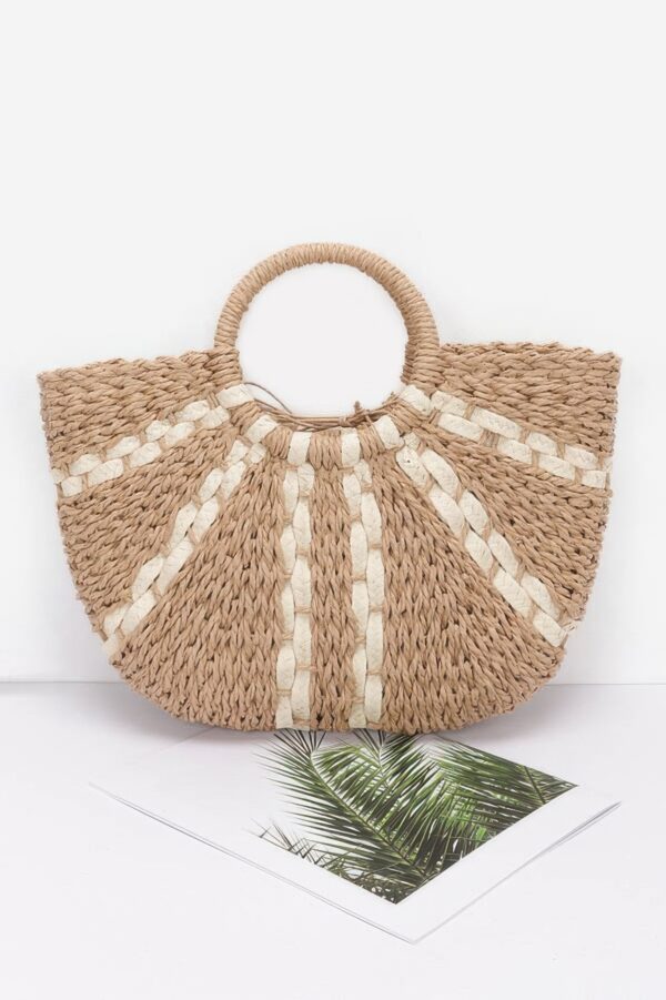 Faux Straw Tote – Woven Palm-Leaf Beach Bag