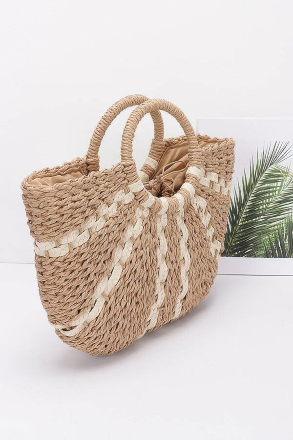 Faux Straw Tote – Woven Palm-Leaf Beach Bag