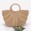 Faux Straw Tote – Woven Palm-Leaf Beach Bag