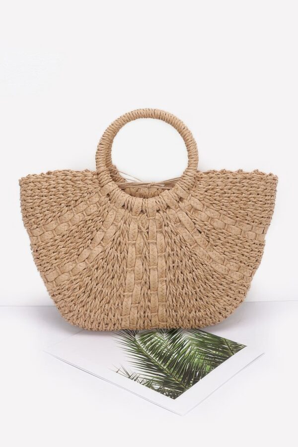 Faux Straw Tote – Woven Palm-Leaf Beach Bag