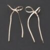Snake Chain Ribbon Drop Earrings – Gold-Dipped