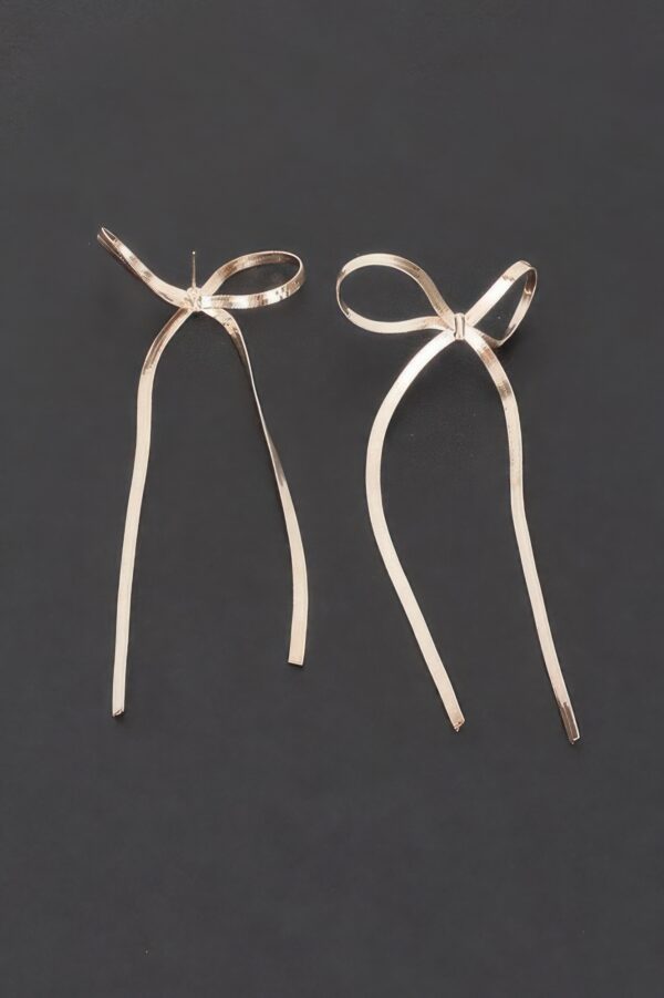Snake Chain Ribbon Drop Earrings – Gold-Dipped