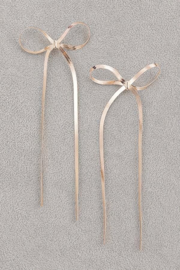 Snake Chain Ribbon Drop Earrings – Gold-Dipped