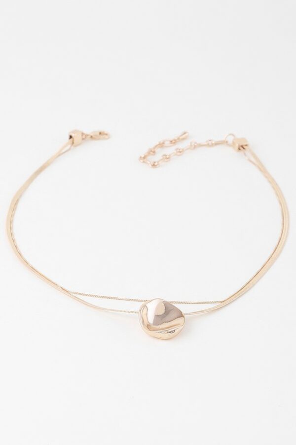 Reflection Plate Snake Chain Necklace – Polished Gold-Tone