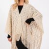 Diamond-Knit Tassel Ruana Wrap – 100% Acrylic