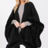Faux Fur-Trim Cape with Clasp Closure – Midweight Layer