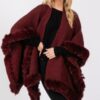 Faux Fur-Trim Cape with Clasp Closure – Midweight Layer