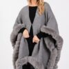 Faux Fur-Trim Cape with Clasp Closure – Midweight Layer